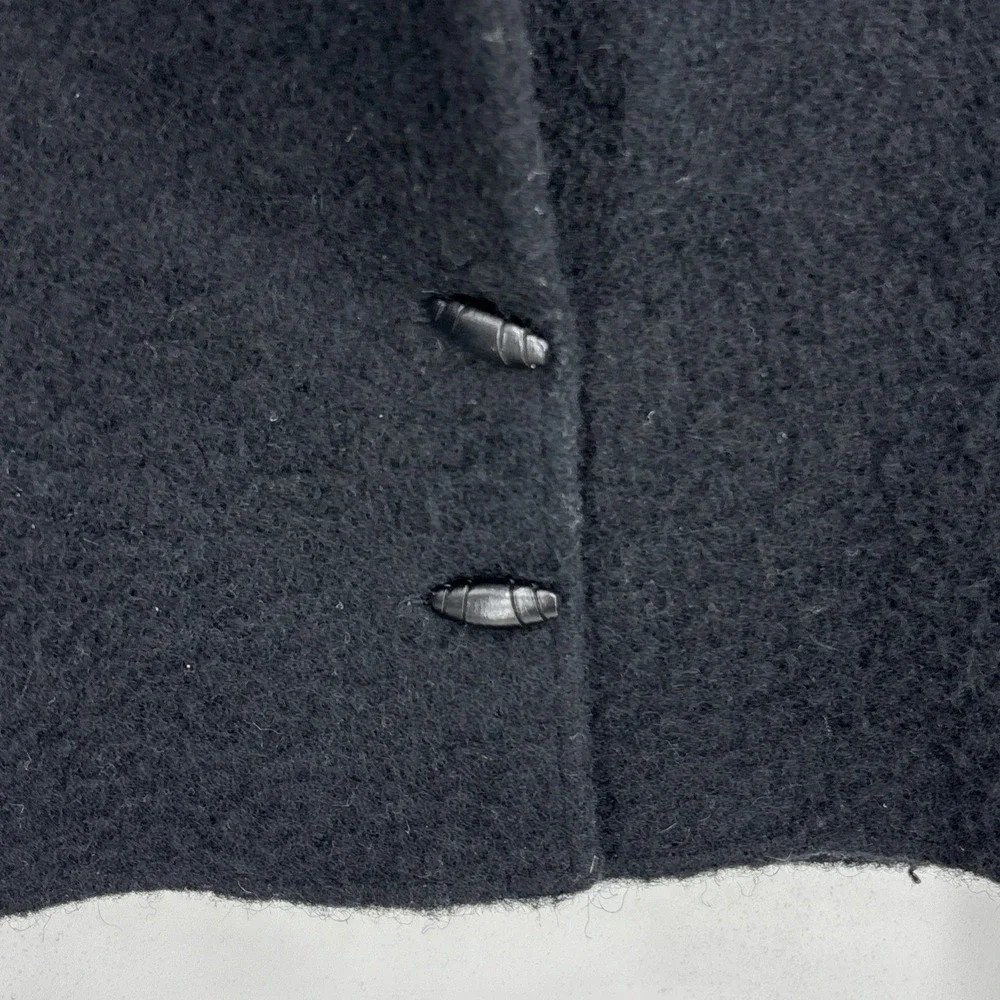 Vintage 1980s Black Christian Dior Women's Cropped Boiled‎ Wool Blazer Size 12 - Picture 5 of 11